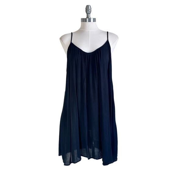 Elan Cover-Up Sleeveless Semi Sheer Cami Mini Slip Dress in Black - Picture 4 of 11